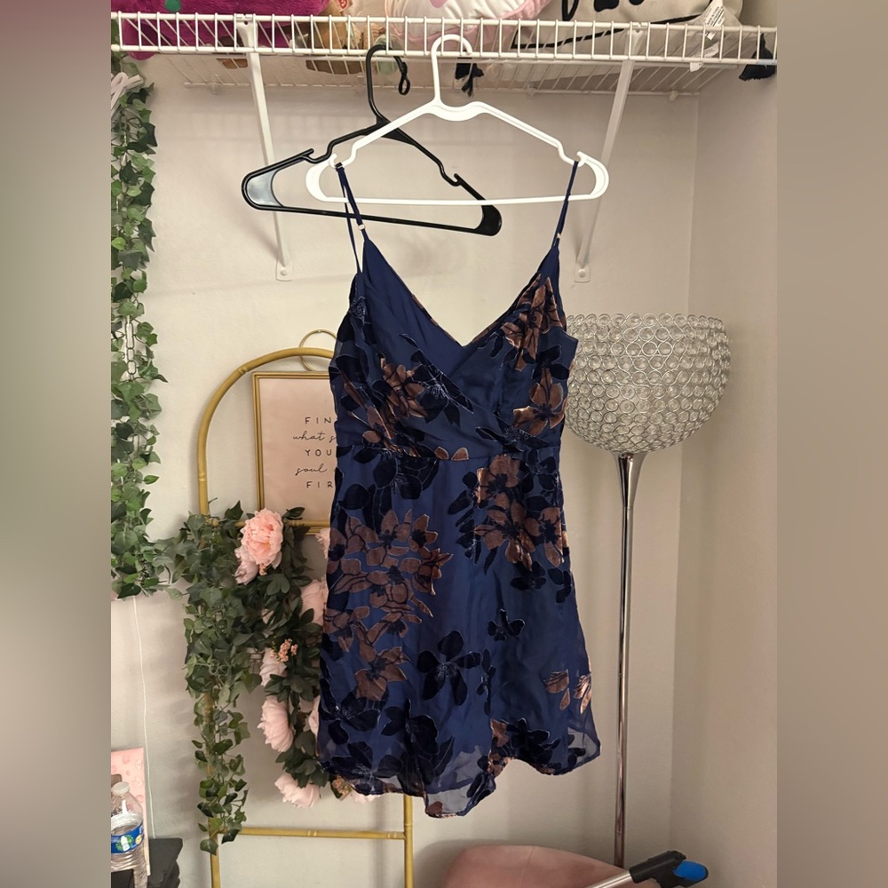 Lulu's Navy and Copper Floral Dress